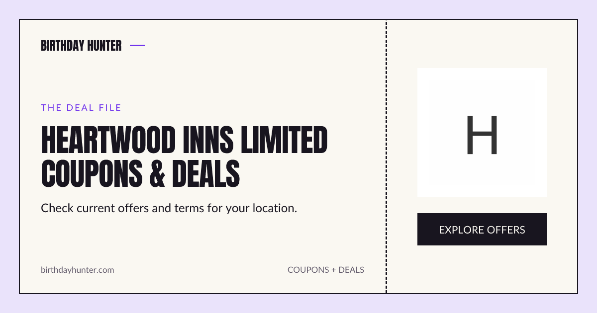 Heartwood Inns Limited Promo Codes & Deals | Birthday Hunter