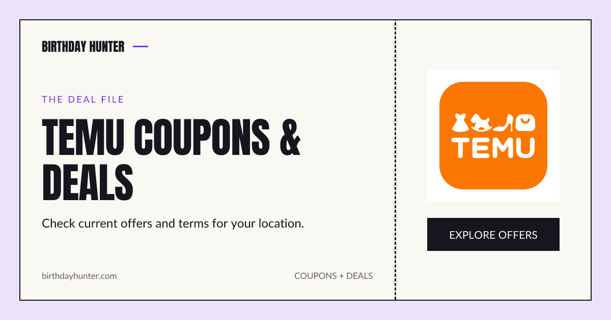 Temu Promo Codes & Deals | Birthday Hunter